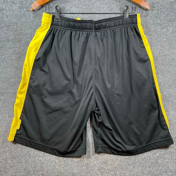 Nike Dri-Fit Live Strong Gym Shorts Men's Medium Black/Yellow Stretch Active - Picture 9 of 10